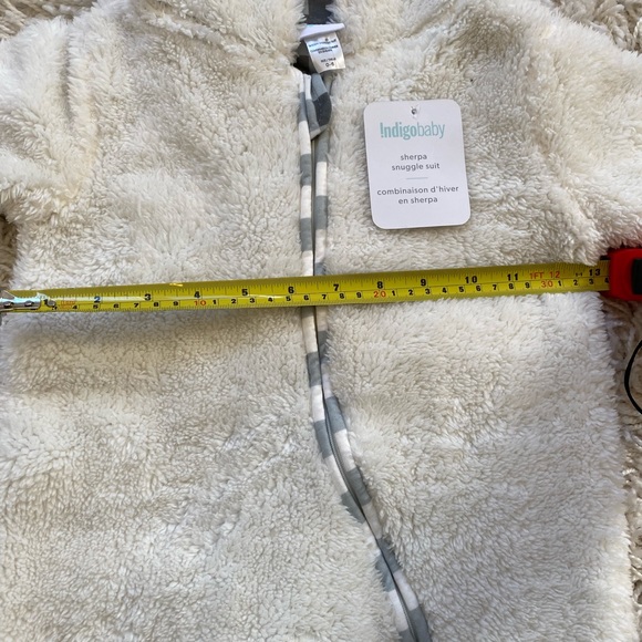 Indigo sherpa baby overall w/ attached mittens - Picture 4 of 5